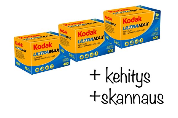 3 x KODAK Ultramax + kehitys + Premium skannaus