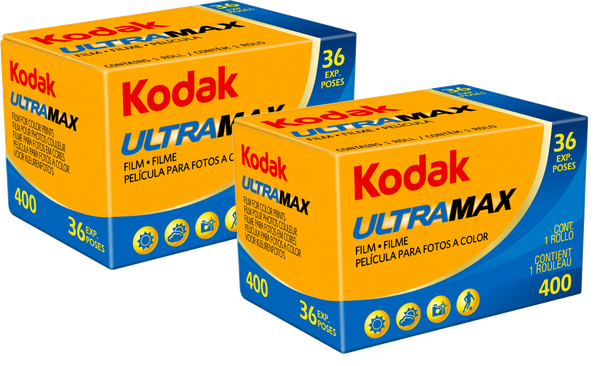 2 x KODAK UltraMax 400 135-36 + filminkehitys + skannaus JPG kuviksi + 10x15cm kuvat + postitukset
